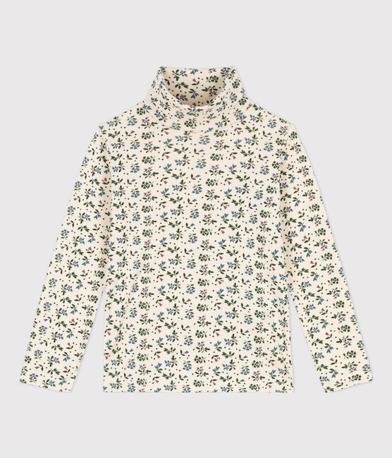 Camiseta de cuello alto de algodón con estampado de flores para niña blanco AVALANCHE+VALLEE/ MULTICO