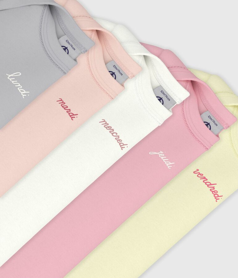 Juego de bodies lisos de algod&oacute;n de manga corta para beb&eacute; multicolor