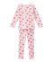 Pijama con flores estampadas para niña rosa VIENNE/blanco MULTICO