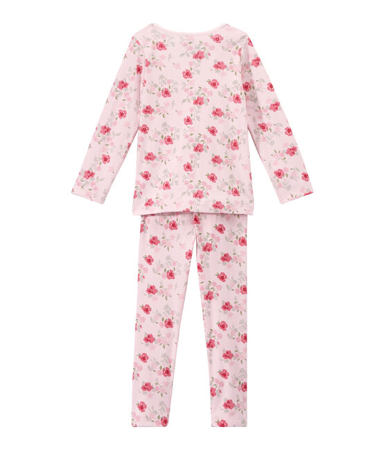 Pijama con flores estampadas para niña rosa VIENNE/blanco MULTICO