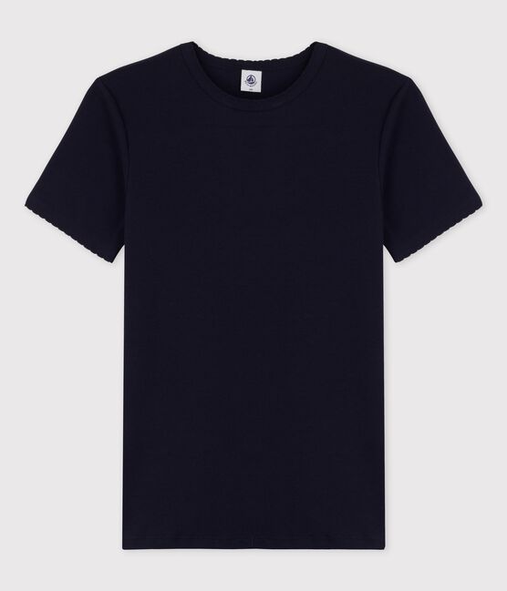 Camiseta ICÓNICA de punto «cocotte» de algodón orgánico para mujer azul SMOKING