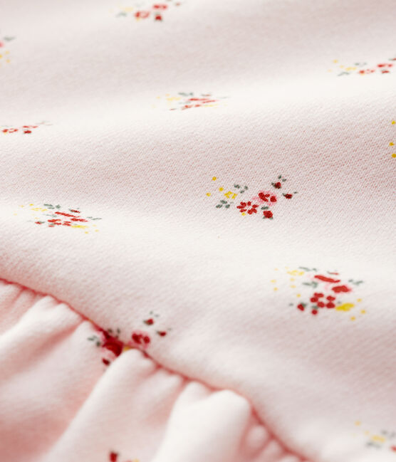 Vestido de manga larga de felpa de bebé niña rosa FLEUR/blanco MULTICO