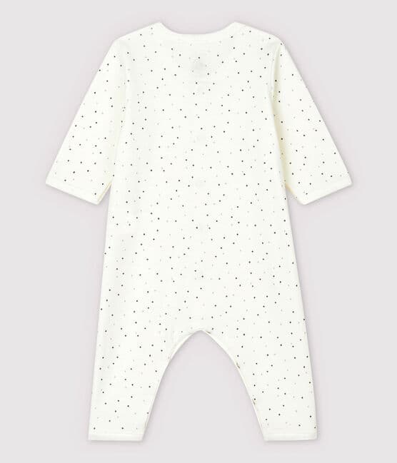 Pijama enterizo sin pies blanco con estrellas de bebé de algodón ecológico blanco MARSHMALLOW/blanco MULTICO