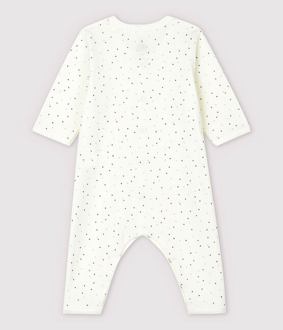 Pijama enterizo sin pies blanco con estrellas de bebé de algodón ecológico blanco MARSHMALLOW/blanco MULTICO