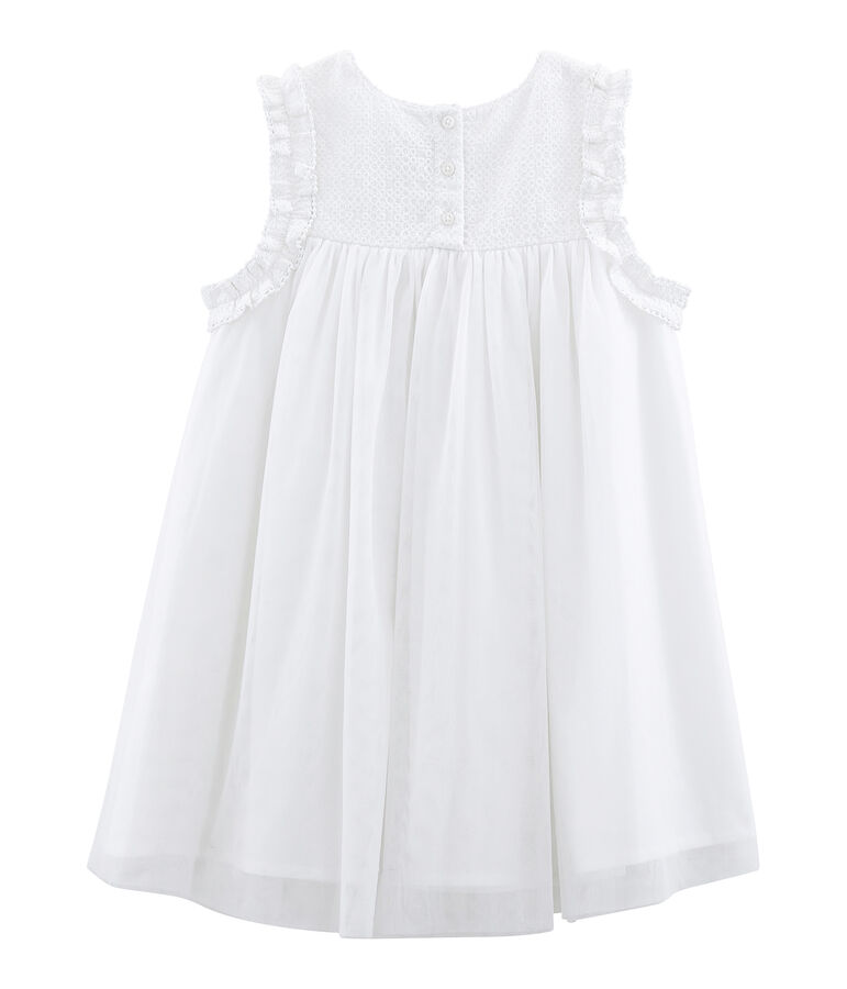Vestido de ceremonia infantil para ni&ntilde;a blanco/amarillo