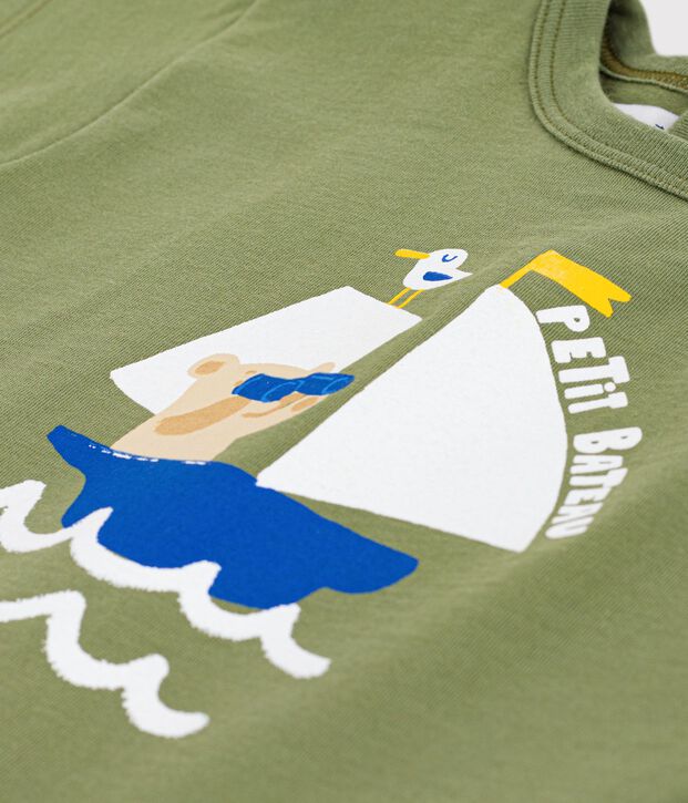 Camiseta de algod&oacute;n de manga corta con motivo de gaviota para beb&eacute; OLIVINE