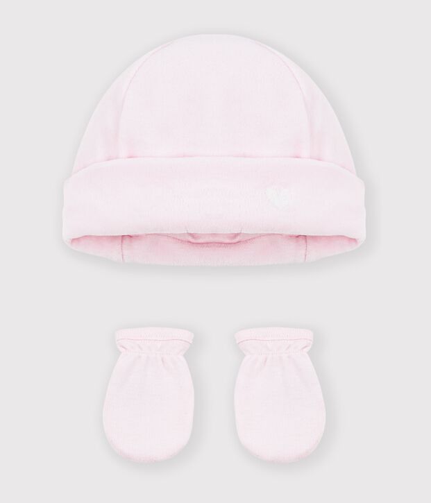 Juego de gorro y manoplas lisos para beb&eacute; multicolor
