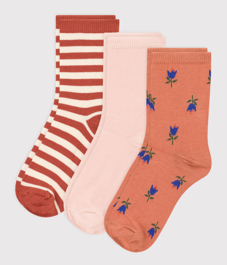 Juego de 3 pares de calcetines con flores para ni&ntilde;o/ni&ntilde;a multicolor