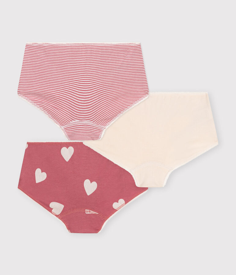 Juego de 3 culottes infantiles de algod&oacute;n con coraz&oacute;n multicolor