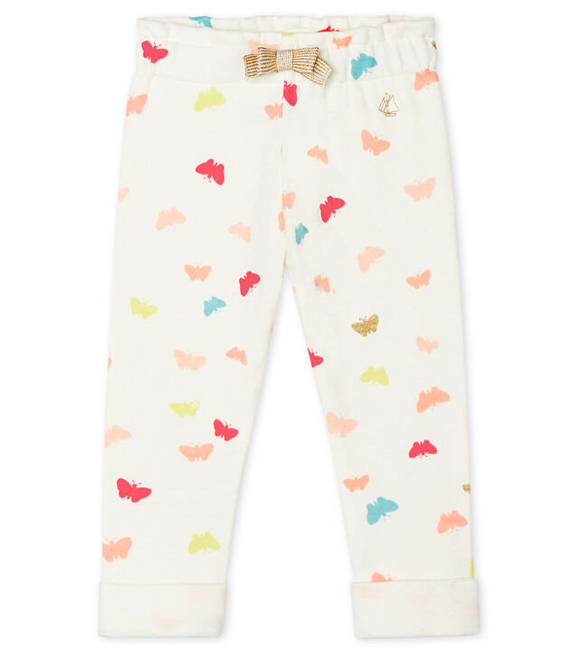 Pantal&oacute;n estampado para beb&eacute; ni&ntilde;a blanco/multicolor