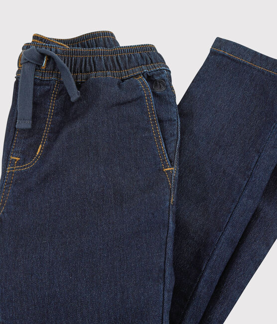Pantalón de corte normal de tejido vaquero oscuro de niño azul DENIM BLEU FONCE