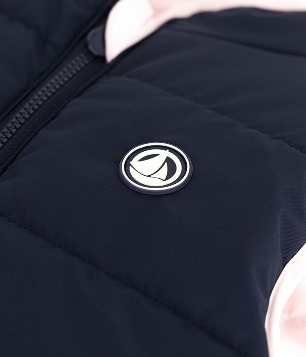 Plum&iacute;fero infantil sin mangas bicolor reversible rosa/azul