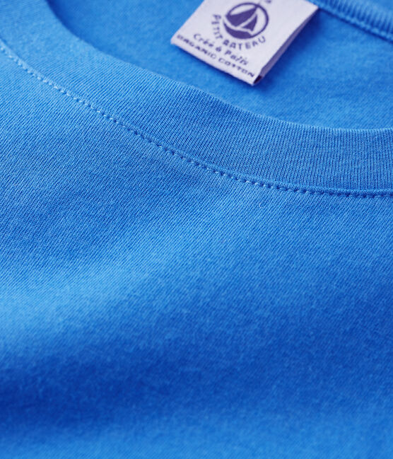 Camiseta RECTA con cuello redondo de algodón orgánico de mujer azul BRASIER