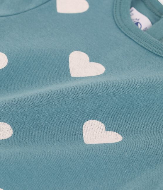 Camiseta de manga corta con estampado de corazones de algodón de bebé verde BRUT/blanco AVALANCHE