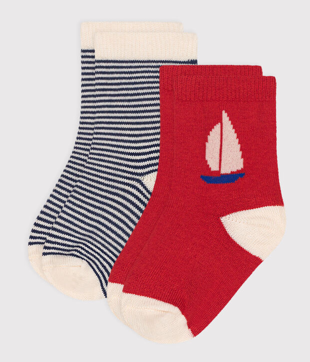 2 pares de calcetines de algod&oacute;n a rayas para beb&eacute; multicolor