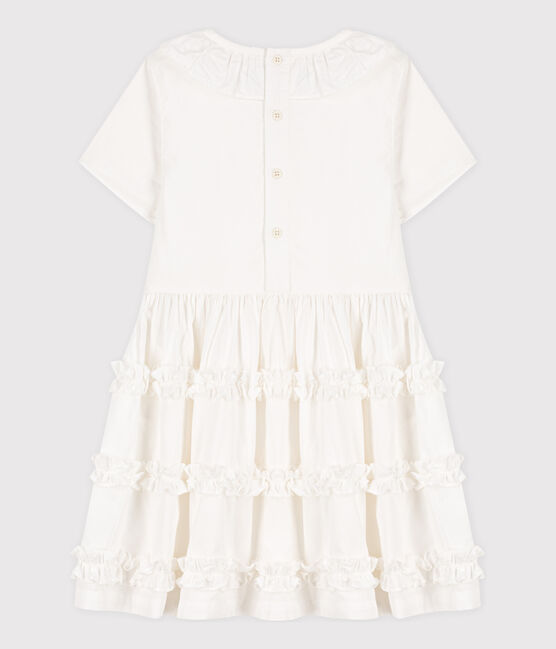 Vestido de popelina de manga corta para niña blanco ECUME 1