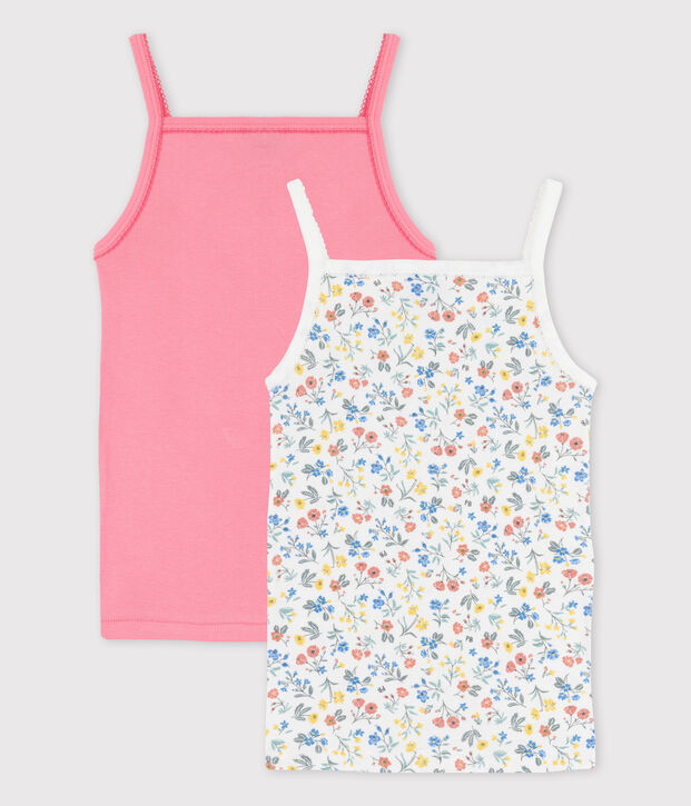 Juego de 2 camisas de tirantes de flores de algod&oacute;n de ni&ntilde;a multicolor