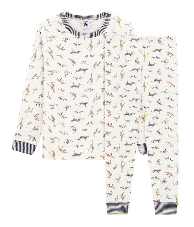 Pijama de punto para ni&ntilde;o peque&ntilde;o blanco/multicolor