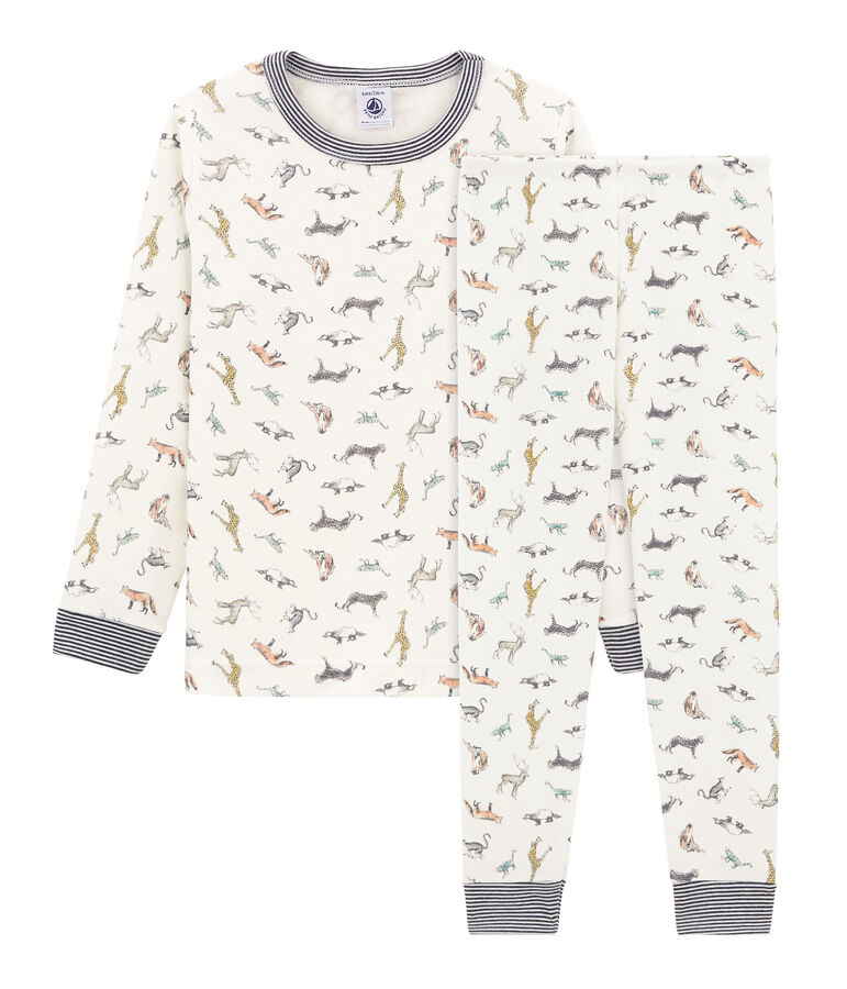 Pijama de punto para ni&ntilde;o peque&ntilde;o blanco MARSHMALLOW/blanco MULTICO