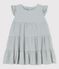 Vestido seersucker ecológico a rayas para bebé. azul BRUT/blanco MARSHMALLOW
