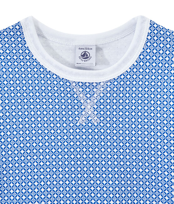 Pijama de manga corta en túbico para niño blanco ECUME/azul PERSE