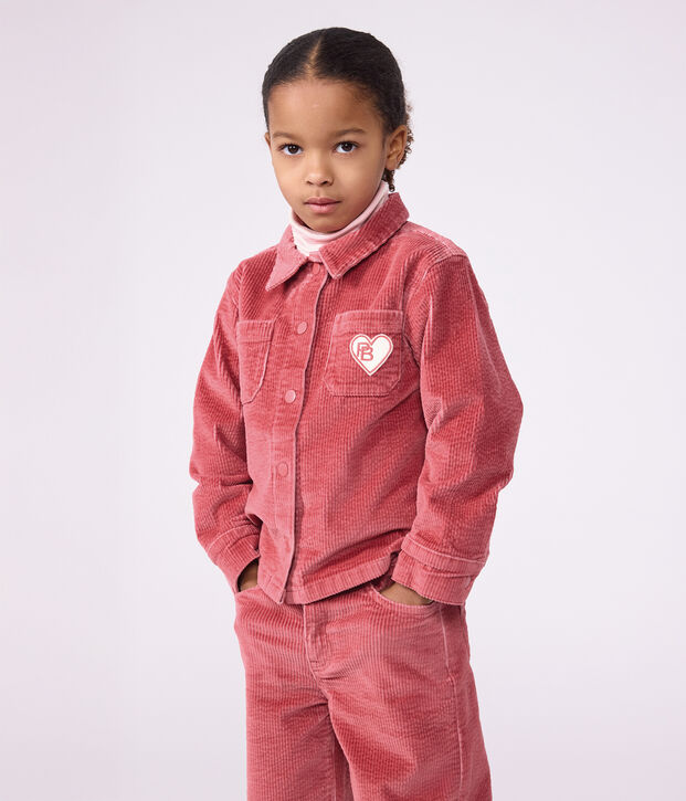 Camisa infantil lisa de terciopelo rosa