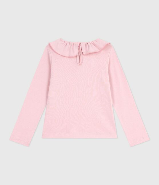 Camiseta infantil lisa de algodón de manga larga rosa JOLI