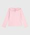 Camiseta infantil lisa de algodón de manga larga rosa JOLI
