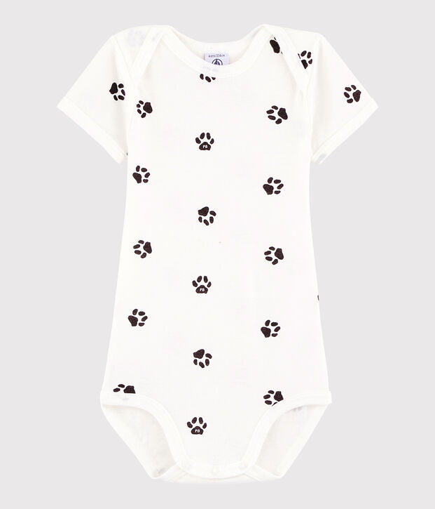 Bodi de manga corta de beb&eacute; ni&ntilde;a/ni&ntilde;o blanco/gris