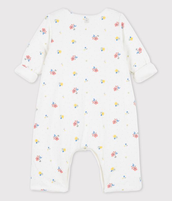 Mono largo de bebé con estampado en tejido túbico ecológico blanco MARSHMALLOW/ PAPAYE