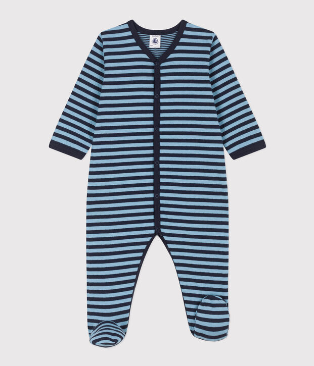 Pijama de t&uacute;bico a rayas para beb&eacute; azul/azul