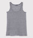 Camiseta sin mangas de lino en milrayas para mujer
