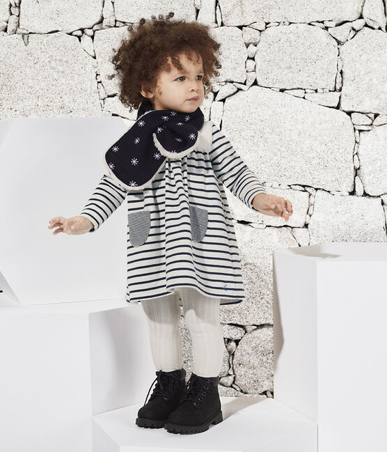Bufanda para bebé unisex con forro polar azul SMOKING/blanco MARSHMALLOW