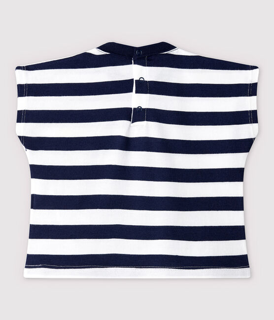 Camiseta de manga corta de punto de bebé niño azul SMOKING/blanco MARSHMALLOW