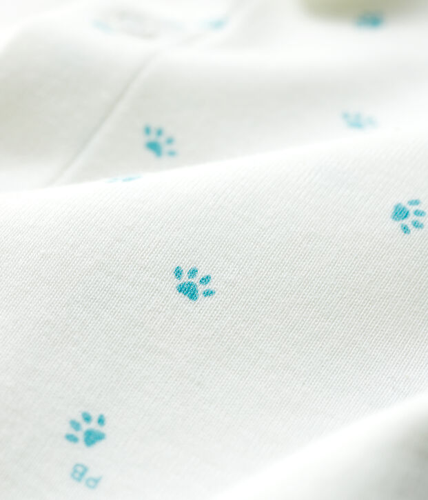 Pijama enterizo sin pies con patitas de beb&eacute; de algod&oacute;n blanco/gris