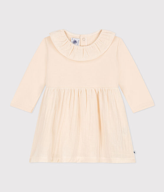 Vestido de dos materiales de manga larga de bebé crudo AVALANCHE