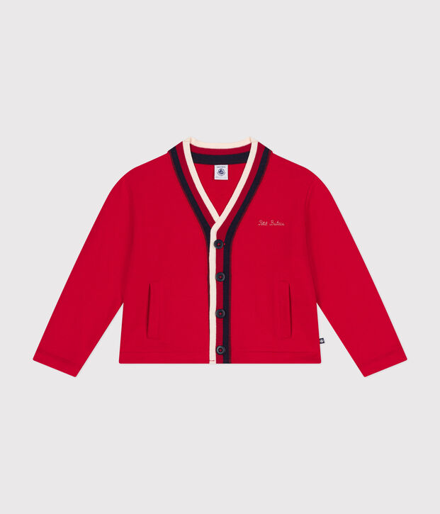 C&aacute;rdigan de mulet&oacute;n de ni&ntilde;o rojo