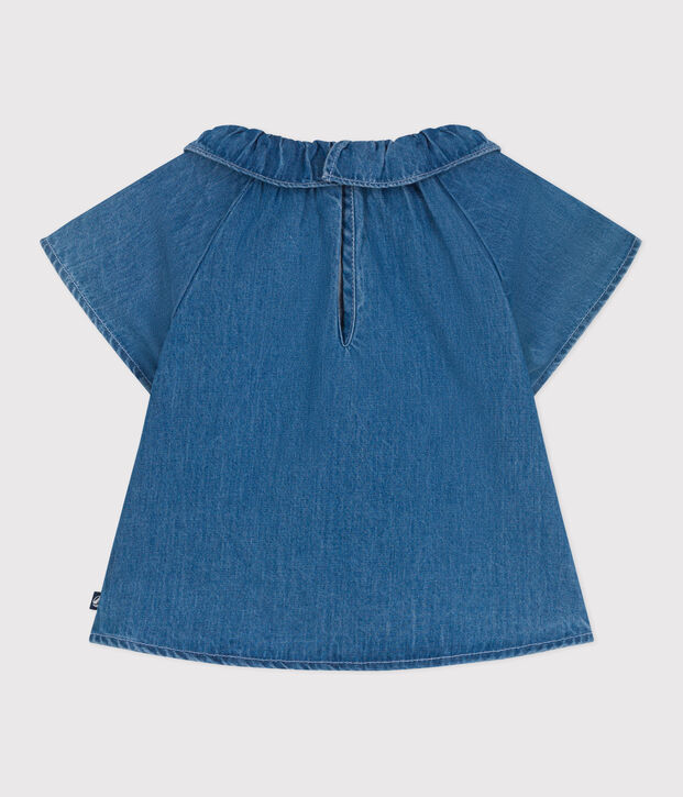 Blusa vaquera de manga corta para beb&eacute; azul