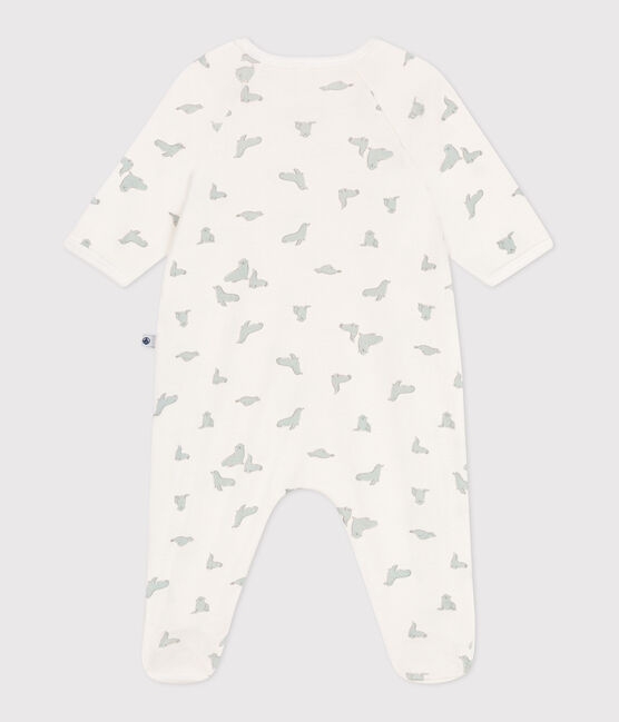 Pijama de algodón para bebé con focas blanco MARSHMALLOW/blanco MULTICO