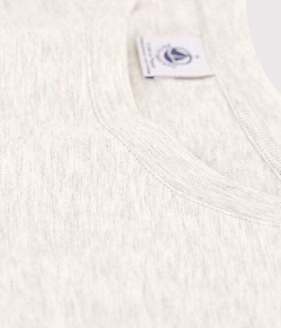 Camiseta LA RECTA de algodón orgánico con cuello redondo para mujer gris BELUGA CHINE