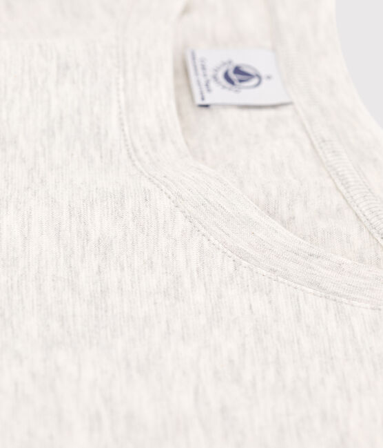 Camiseta RECTA con cuello redondo de algodón orgánico de mujer gris BELUGA CHINE