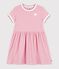 Vestido infantil de algod&oacute;n de manga corta a rayas rosa/blanco