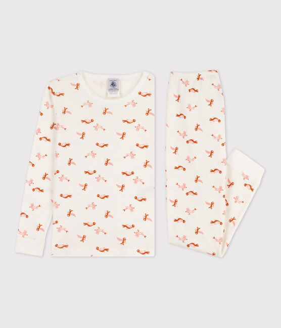 Pijama snugfit de algodón con pájaro blanco MARSHMALLOW/blanco MULTICO