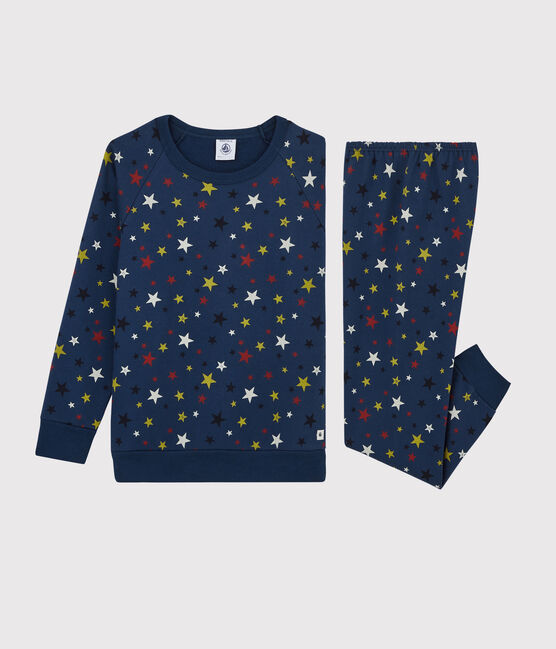 Pijama infantil con estrellas de felpa azul MEDIEVAL/blanco MULTICO