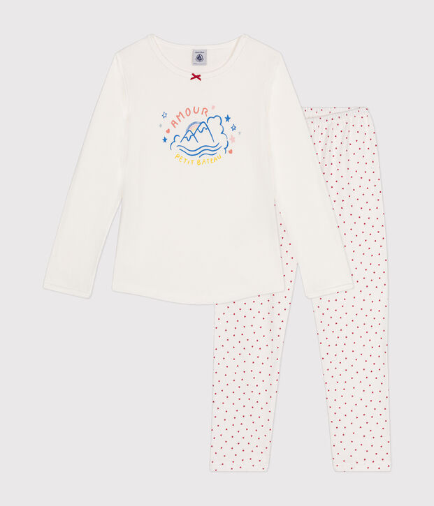 Pijama infantil de algod&oacute;n blanco/multicolor