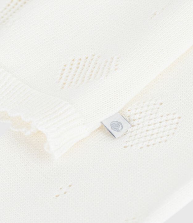 C&aacute;rdigan infantil liso de algod&oacute;n blanco