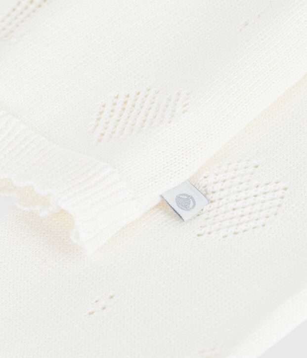 C&aacute;rdigan infantil liso de algod&oacute;n blanco