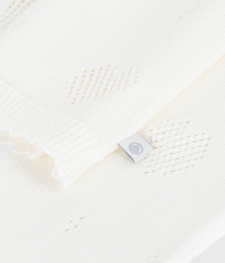 C&aacute;rdigan infantil liso de algod&oacute;n blanco