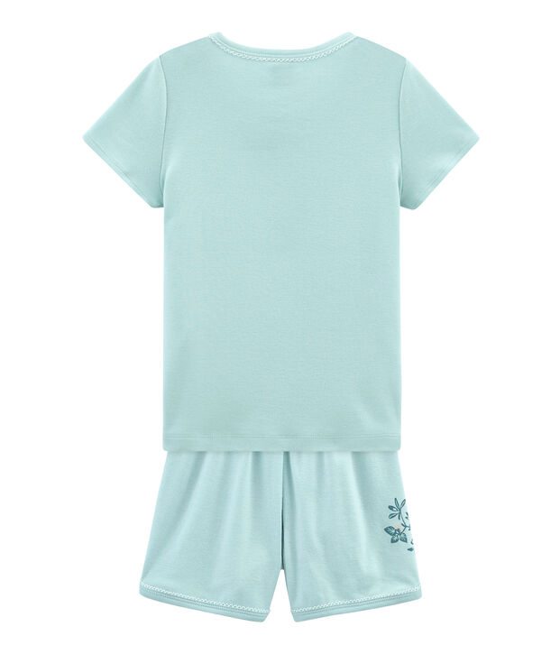 Pijama corto de punto para ni&ntilde;a azul