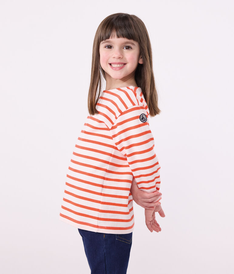 Marinera infantil unisex de algod&oacute;n de manga larga rosa/rojo